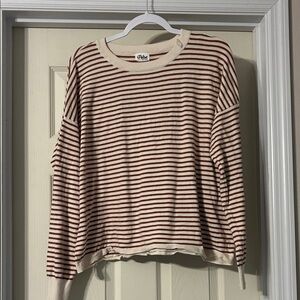 Pulse Boutique Rust & Cream Striped Long Sleeve Top